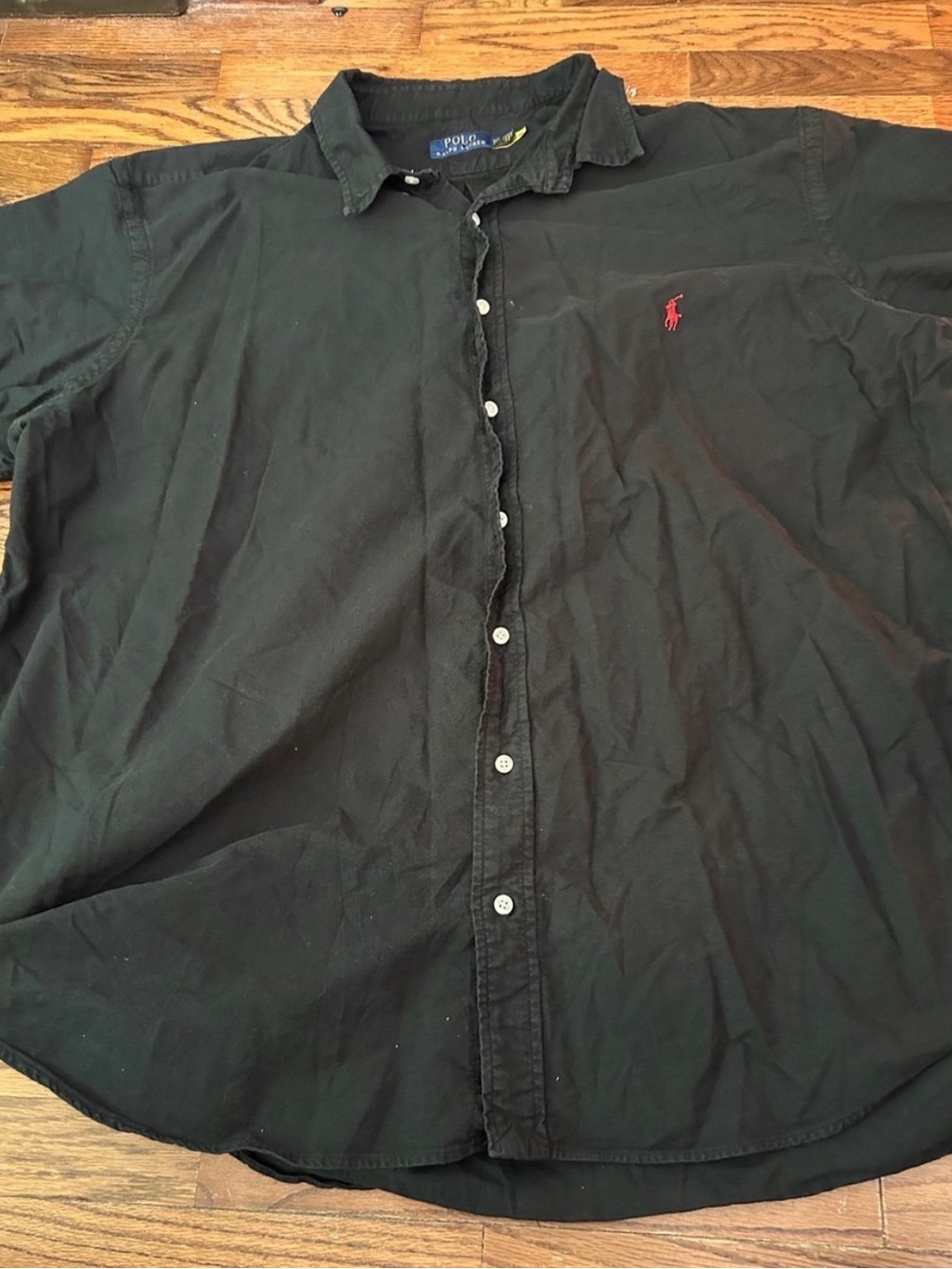 Ralph Lauren Black Button-Down Shirt with Red Pony Logo